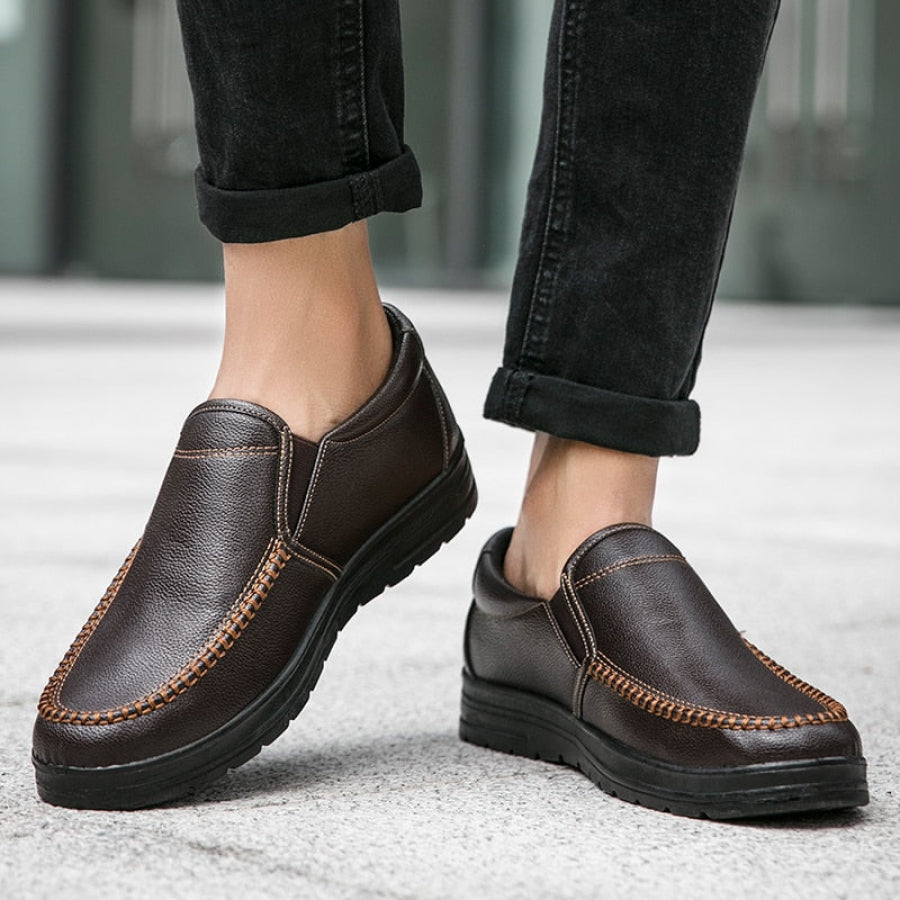 Chaussure à enfiler en cuir véritable pour hommes - Confort décontracté